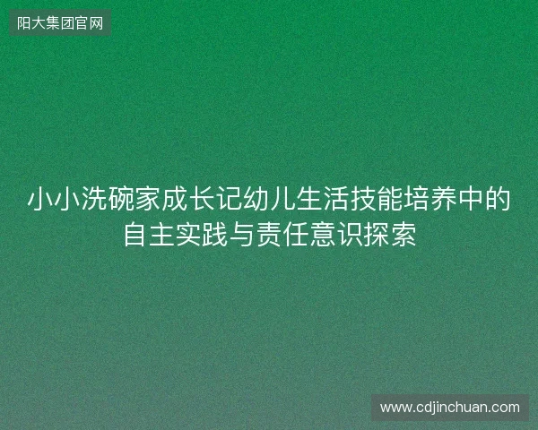 小小洗碗家成长记幼儿生活技能培养中的自主实践与责任意识探索 小小洗碗家成长记幼儿生活技能培养中的自主实践与责任意识探索